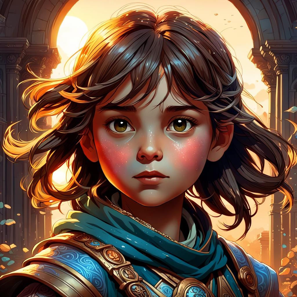 Detailed Portrait with Dynamic Lighting, Art Nouveau Style