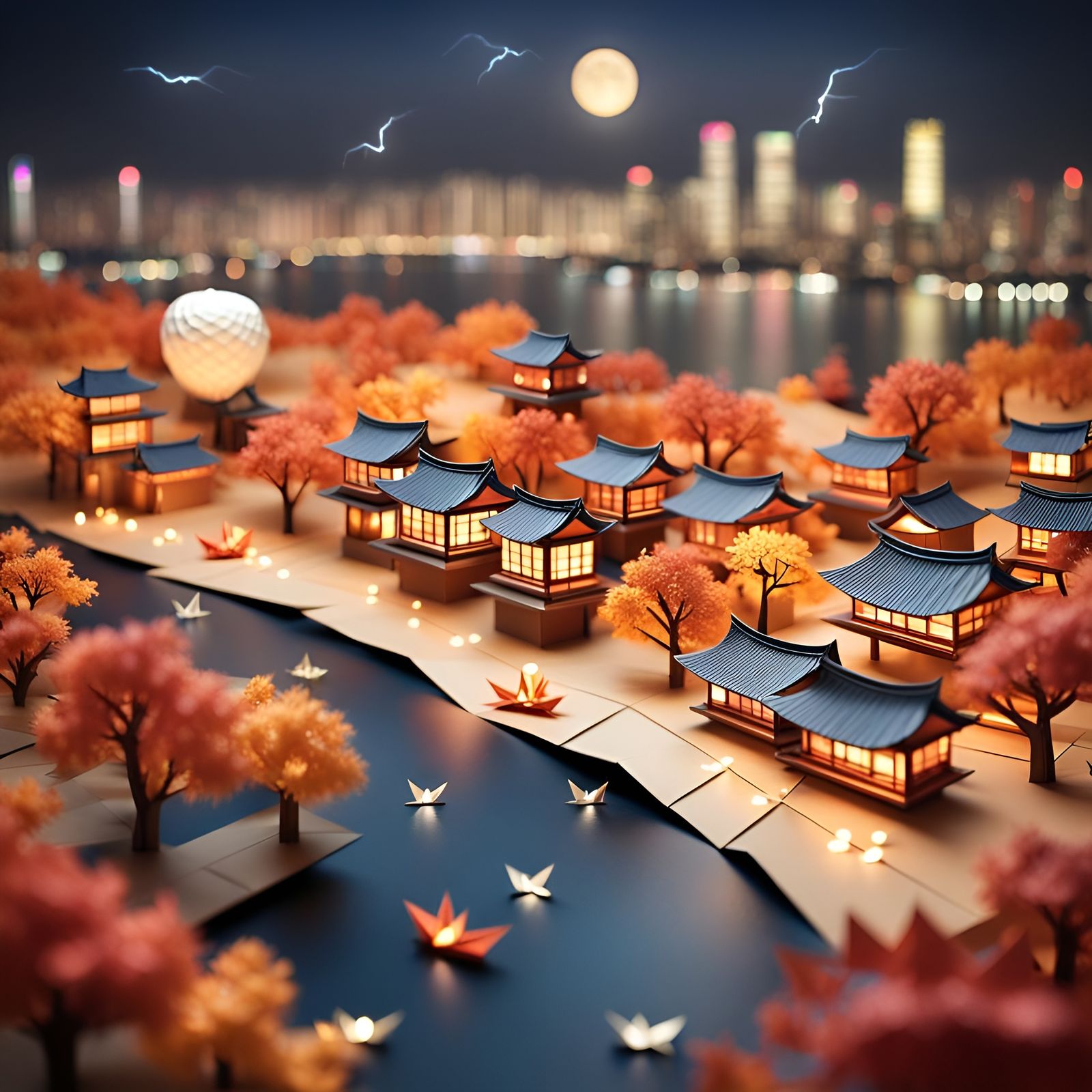 Seoul origami landscape