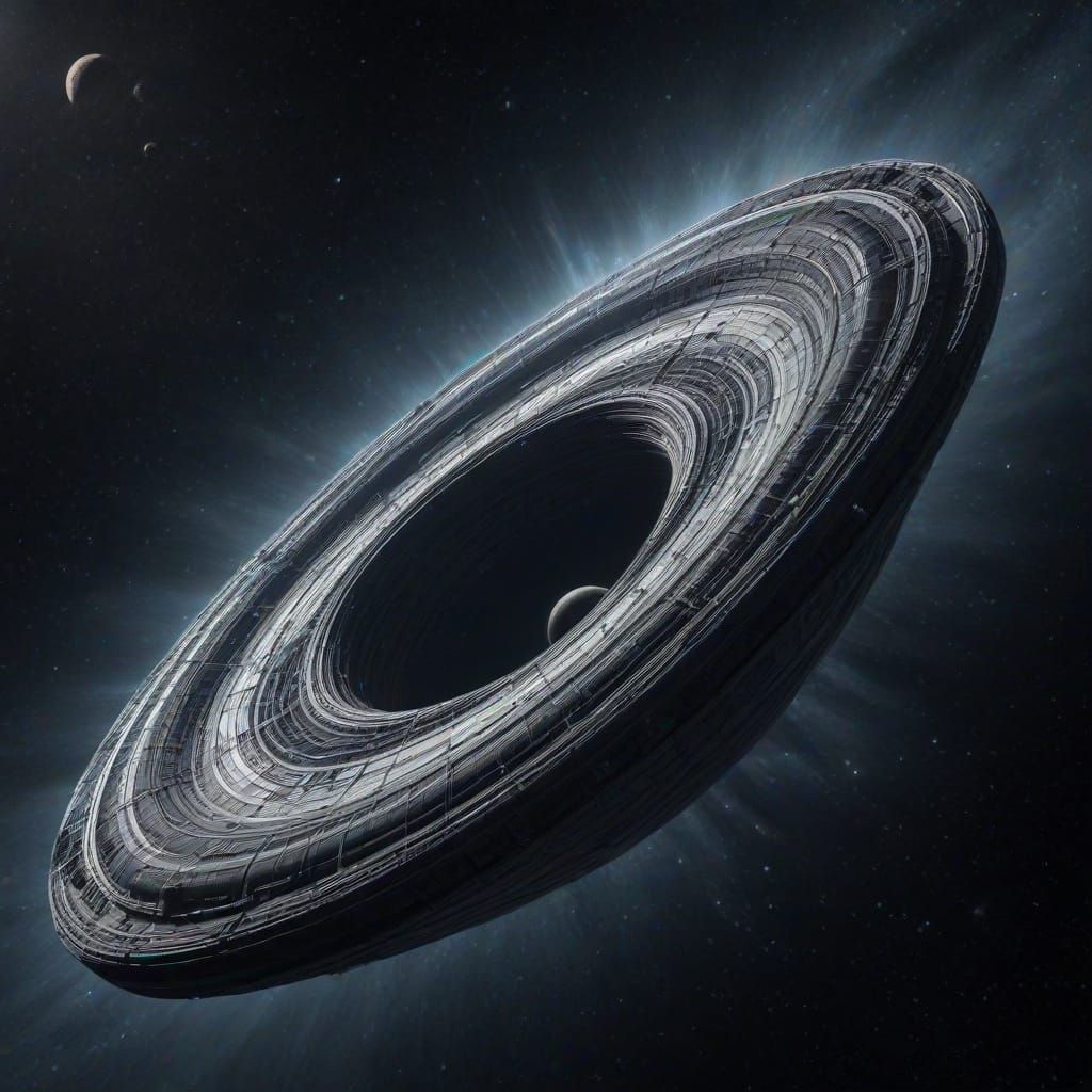 Giant Spaceship Enters Black Hole in Deep Space