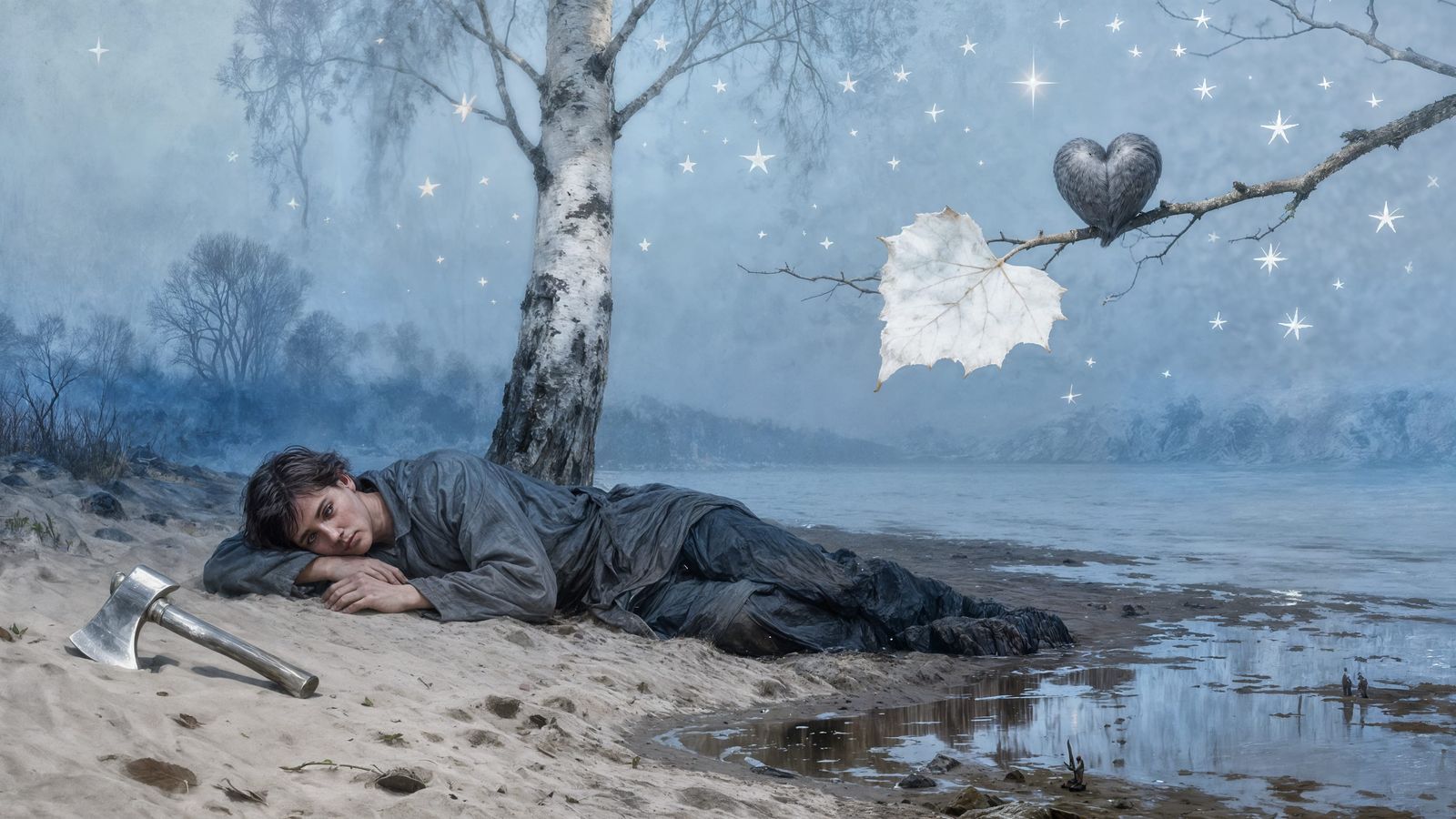 Heart on a Branch of Nothingness Under Mild Stars