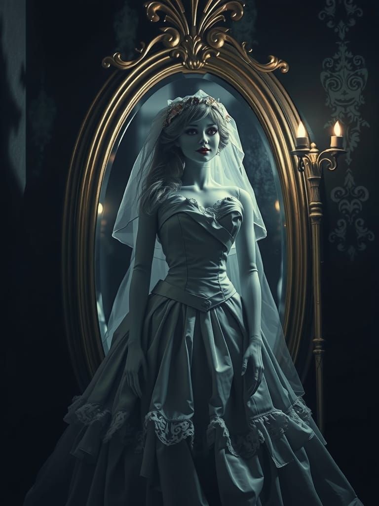 Eerie Mannequin Bride Emerges from Mystical Mirror