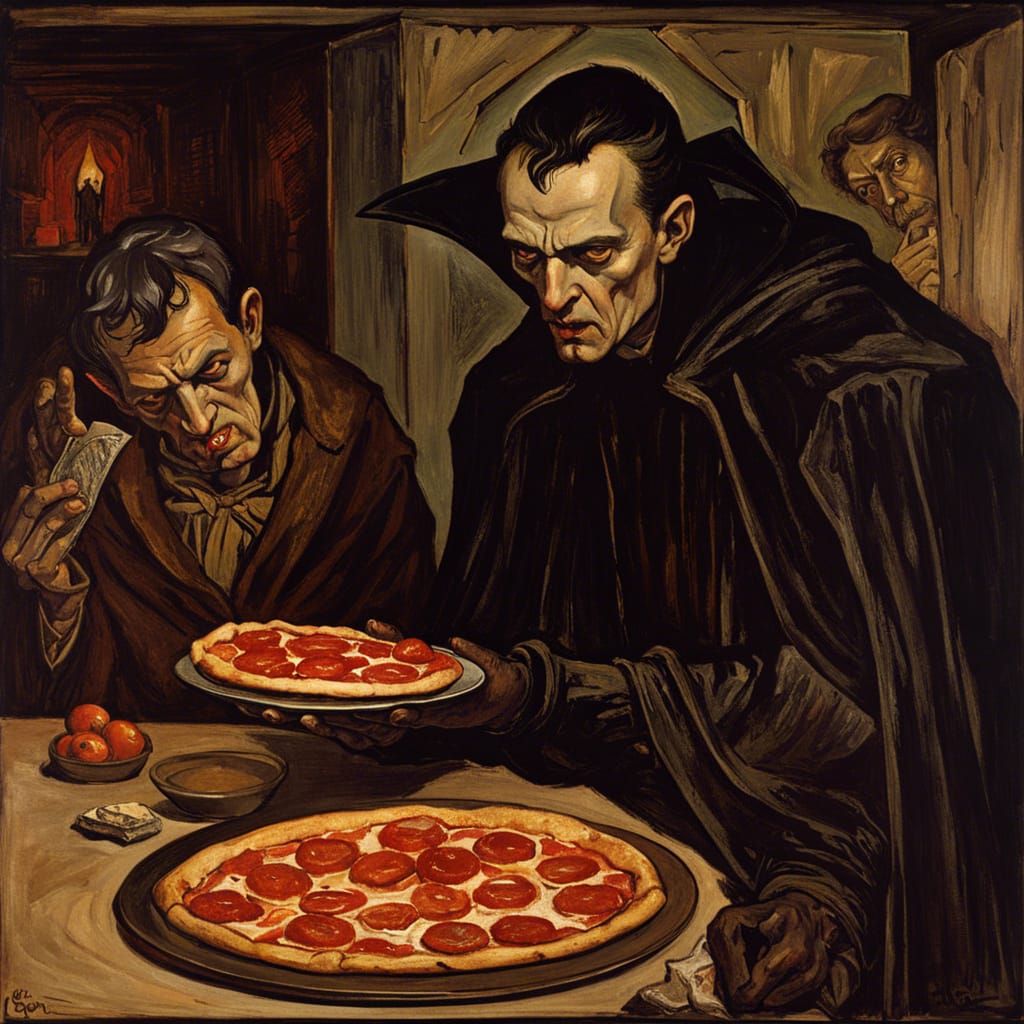 Vampire Lord's Pizza Struggle: Zombiecore Art