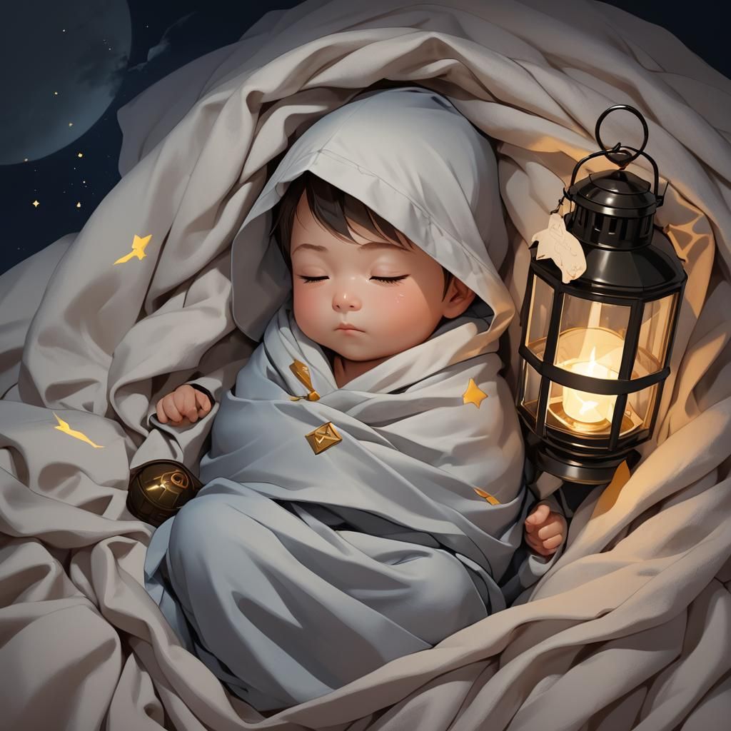 Sleeping Anime Baby with Lightning Scar