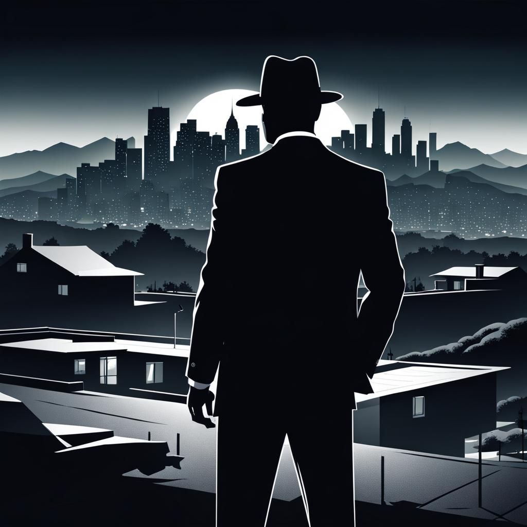 Noir Gangster Cityscape in Animated Style