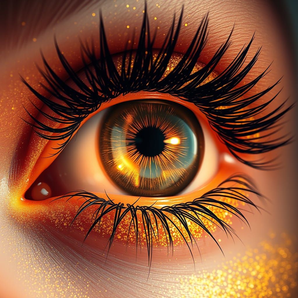 Shimmering Golden Eye in Vibrant Digital Art