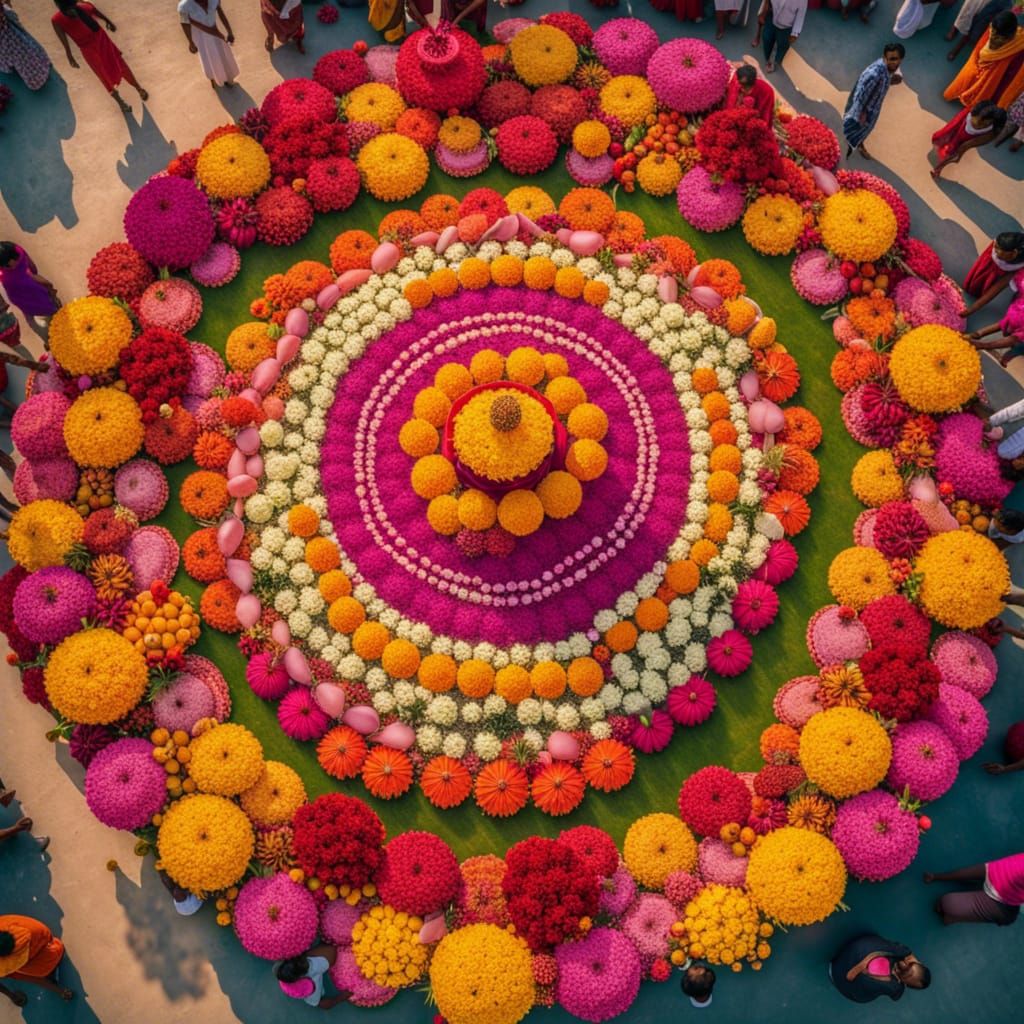 Vibrant Floral Festival Celebration in India