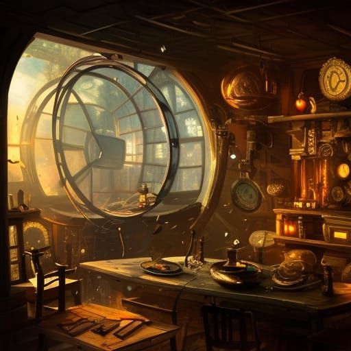 Steampunk Universe in Glass Sphere: 8K Concept Art