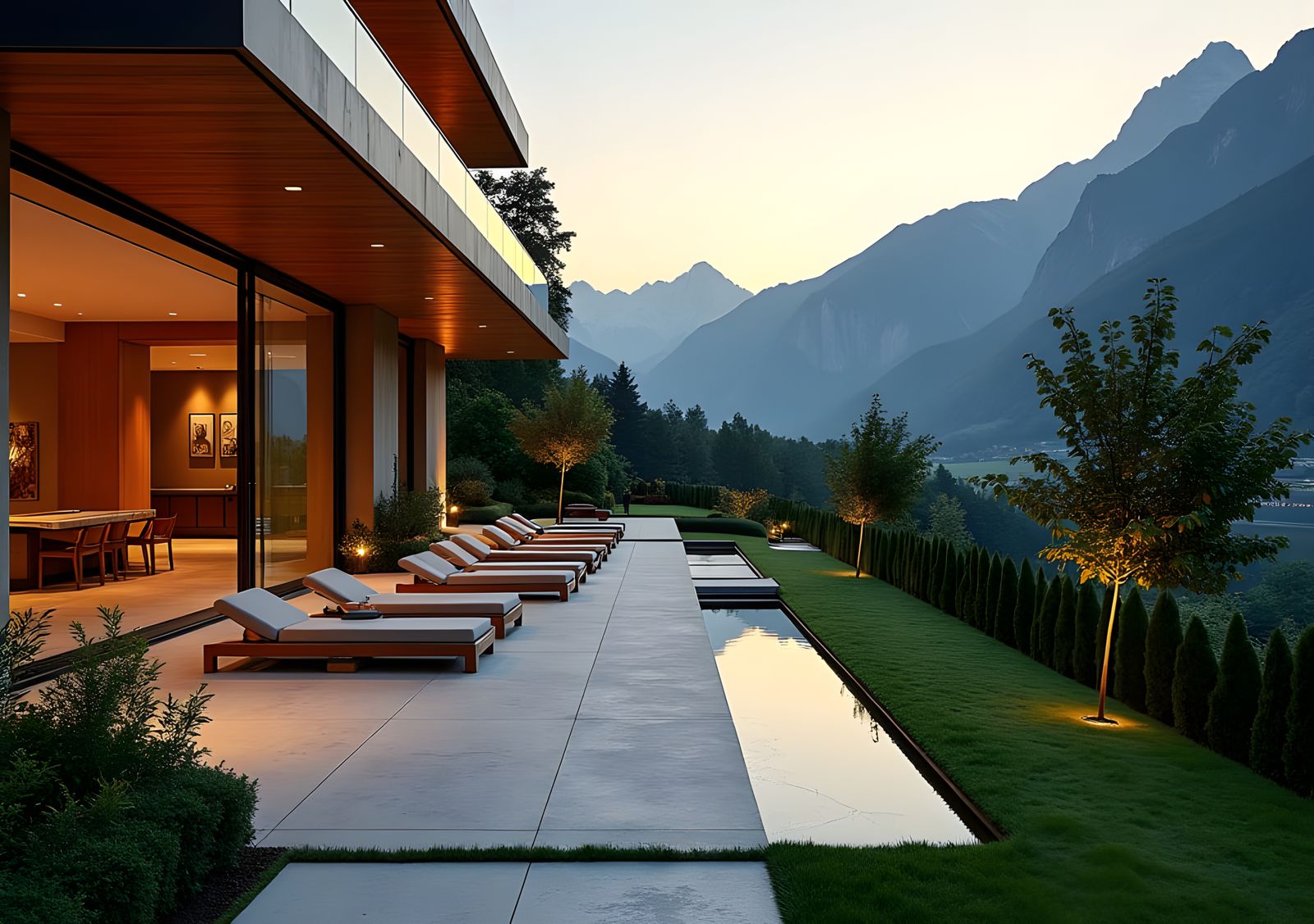 Luxury Mansion Patio at Golden Hour