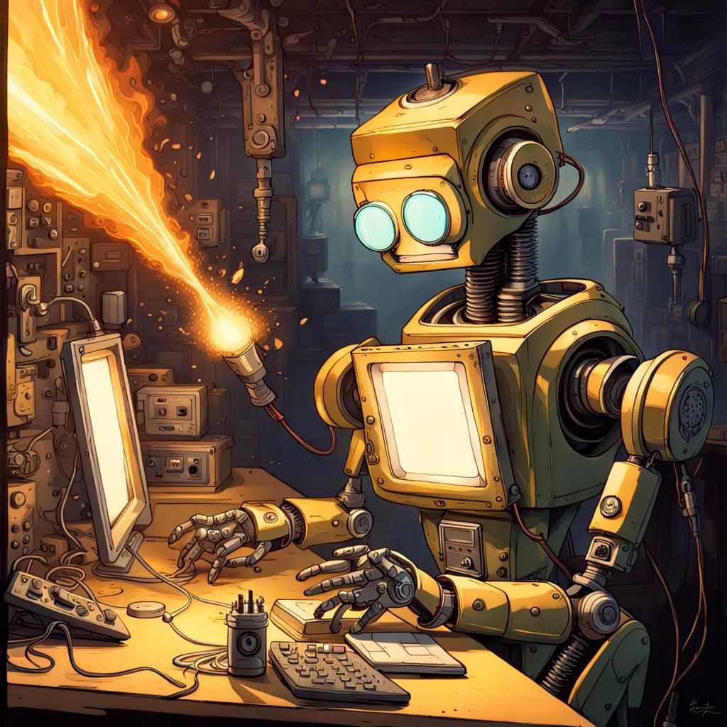 Robots Displaying Error Messages in Artistic Style