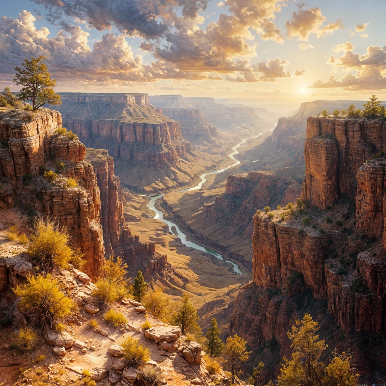 Grand Canyon at Golden Hour Digital Painting