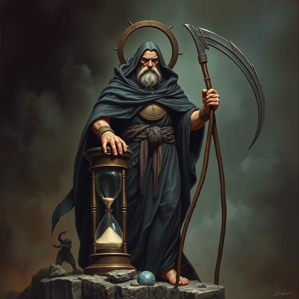 Saturn God of Time and Death, in Frazetta's Dark Fantasy Sty...