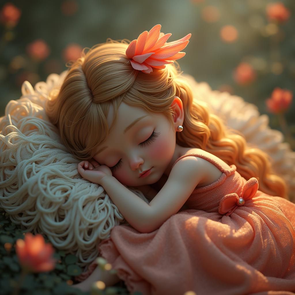 Thumbelina in Nutcracker's Arms: 3D Anime Art