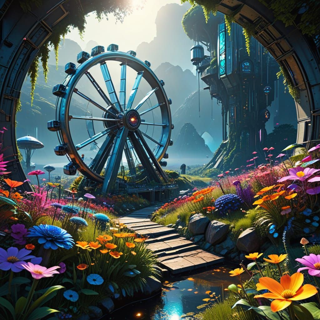 Vibrant Solarpunk Utopia Wheel