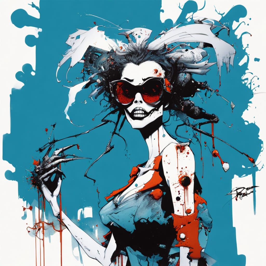 Whimsical Mutant Girl Portrait in Caricature Style