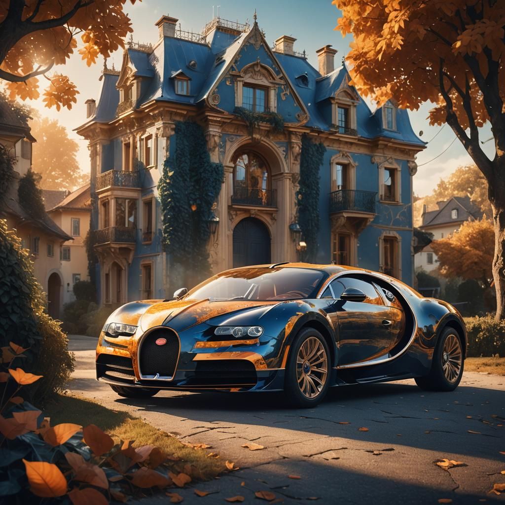 Bugatti in Baroque Double Exposure Fantasy Art
