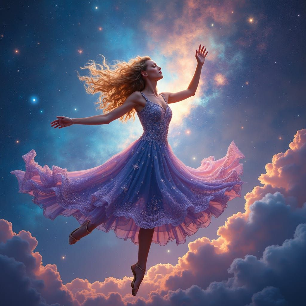 Weightless Dreamer Among Celestial Clouds