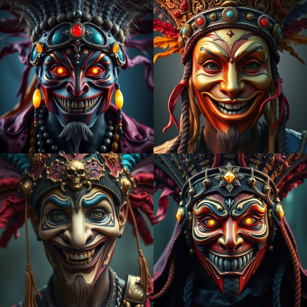 Vibrant Carnival Mask Portrait in Intricate Detail