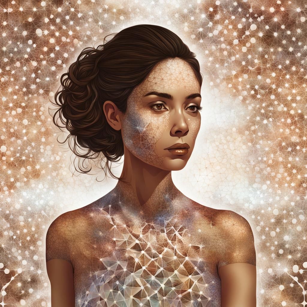 Latino Woman with Mosaic Skin in Digital Art