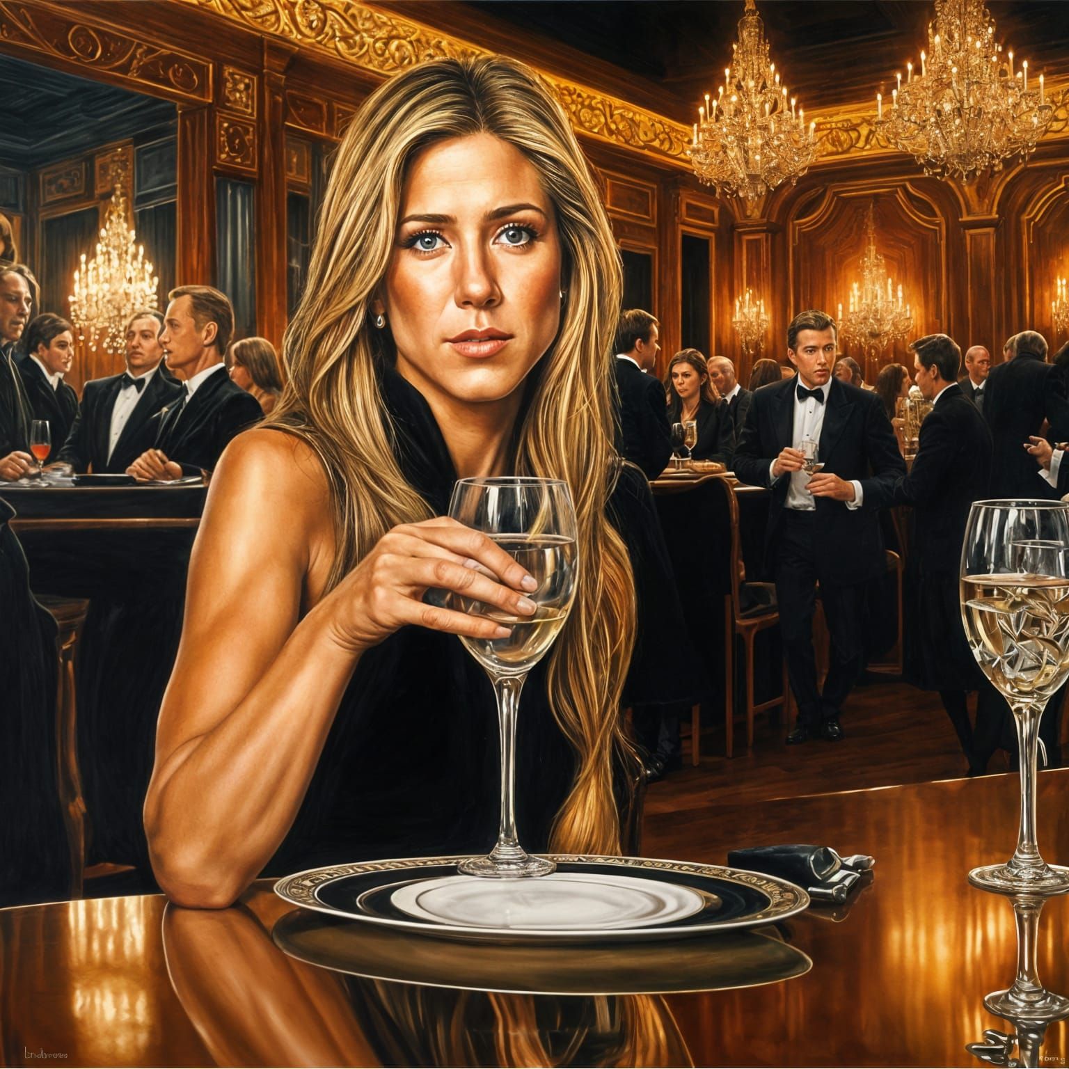 Hyperrealistic Portrait of Woman in Nightclub
