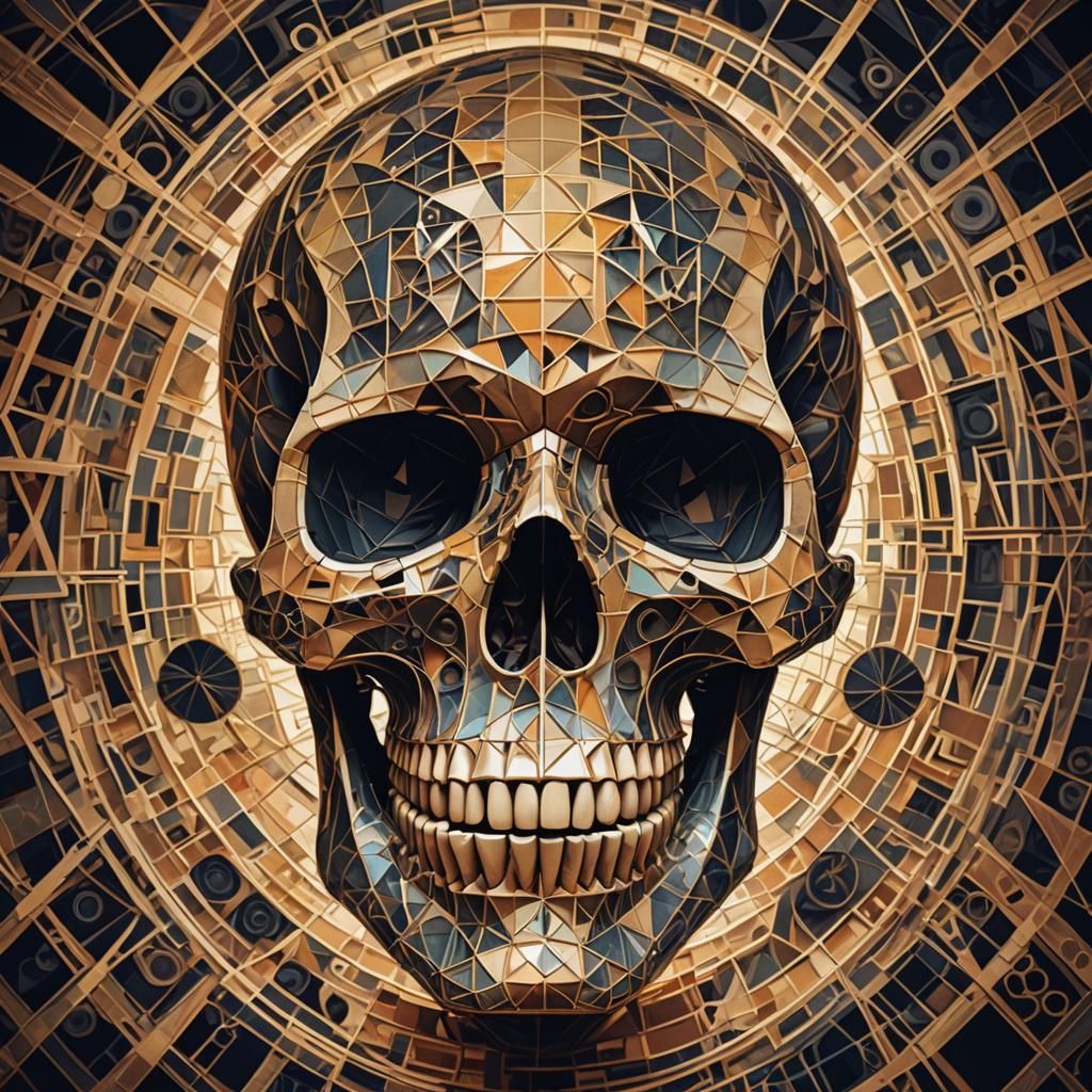 Geometric Surrealism in a Spooky Skull Close-Up