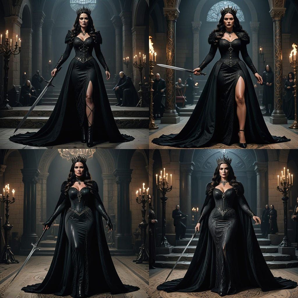 Gothic Vampire Queen Rises from Throne in Elegant Style