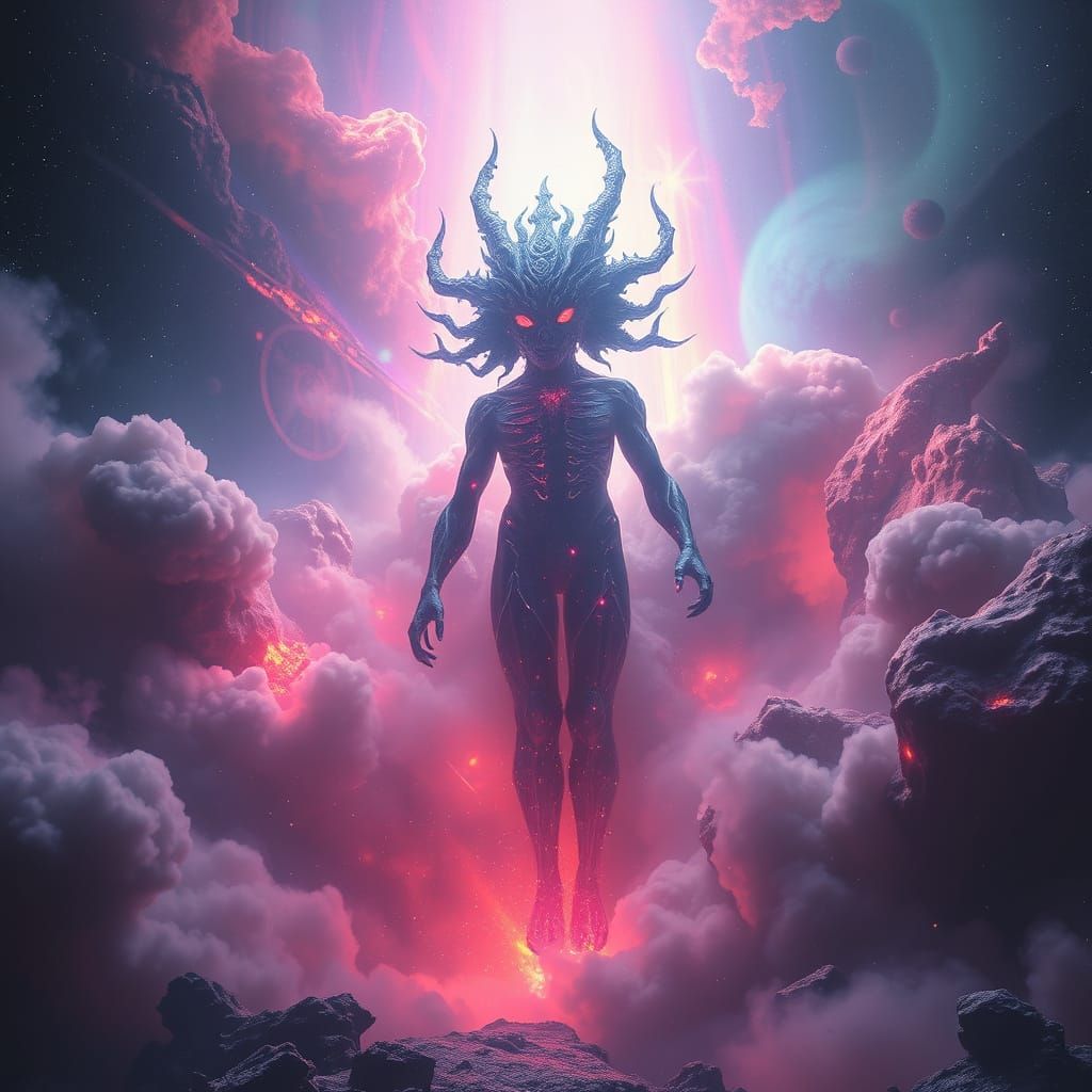 Mystical Being Emerges from Iridescent Homunculus Nebula