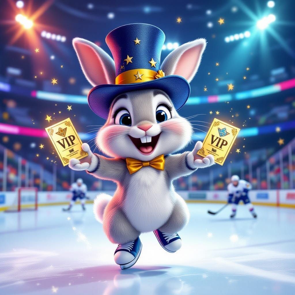 Whimsical Rabbit Reveals VIP Hockey Tickets in Dynamic Art S...