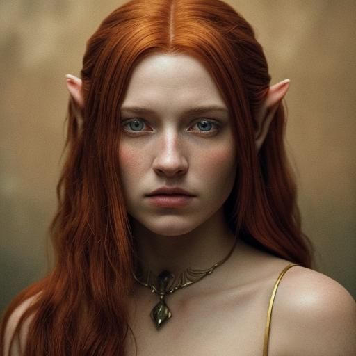 Cinematic Lady Elf Portrait with Red Hair