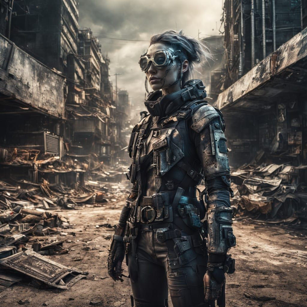 Cyberpunk Goddess in Ruin