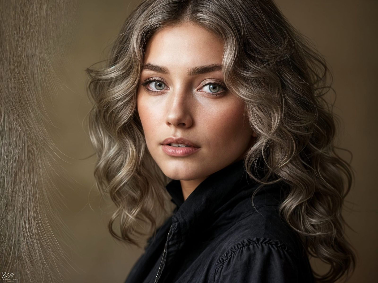 Classical Portrait in Shades of Silver and Brown