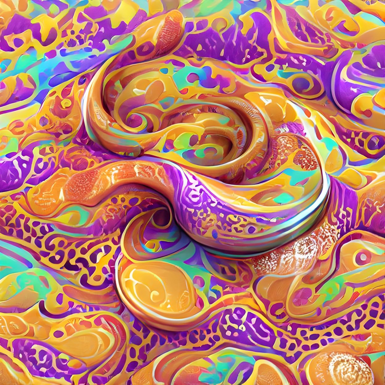 Psychedelic Paisley Swirl Pattern in Fauvism Style