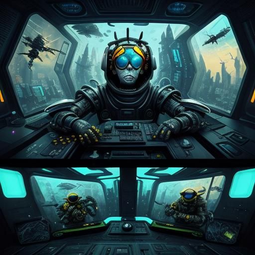 Surreal Sci-Fi Bees in Cyberpunk Design