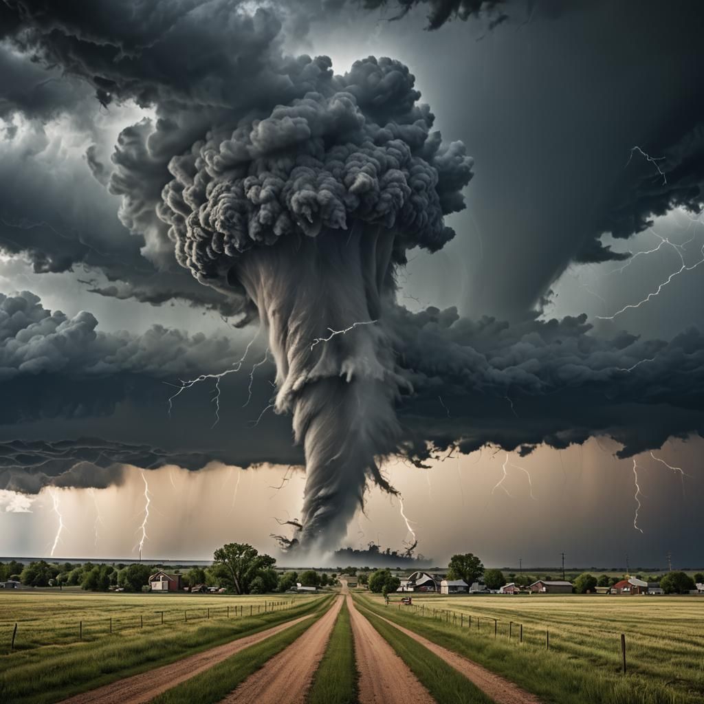 Tornado Sweeping Across Mid-Western Plain in Hyperrealistic ...