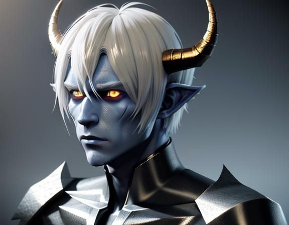 White-Haired Demon: 3D Anime Art Inspiration
