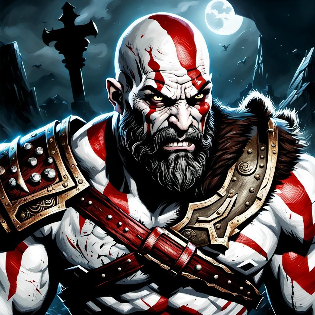 Kratos, God of War, in Battle with Gargoyle