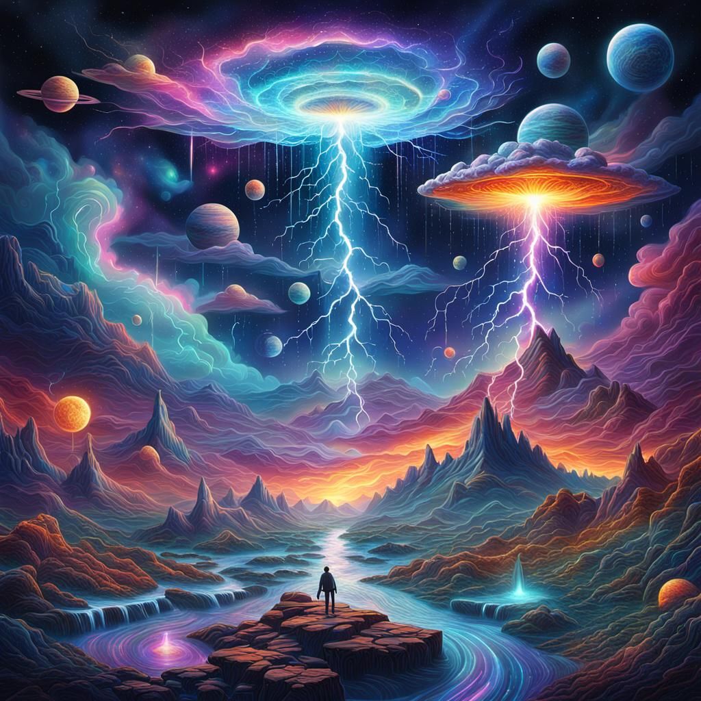 Holographic Cosmic Thunderstorm by Pablo Amaringo