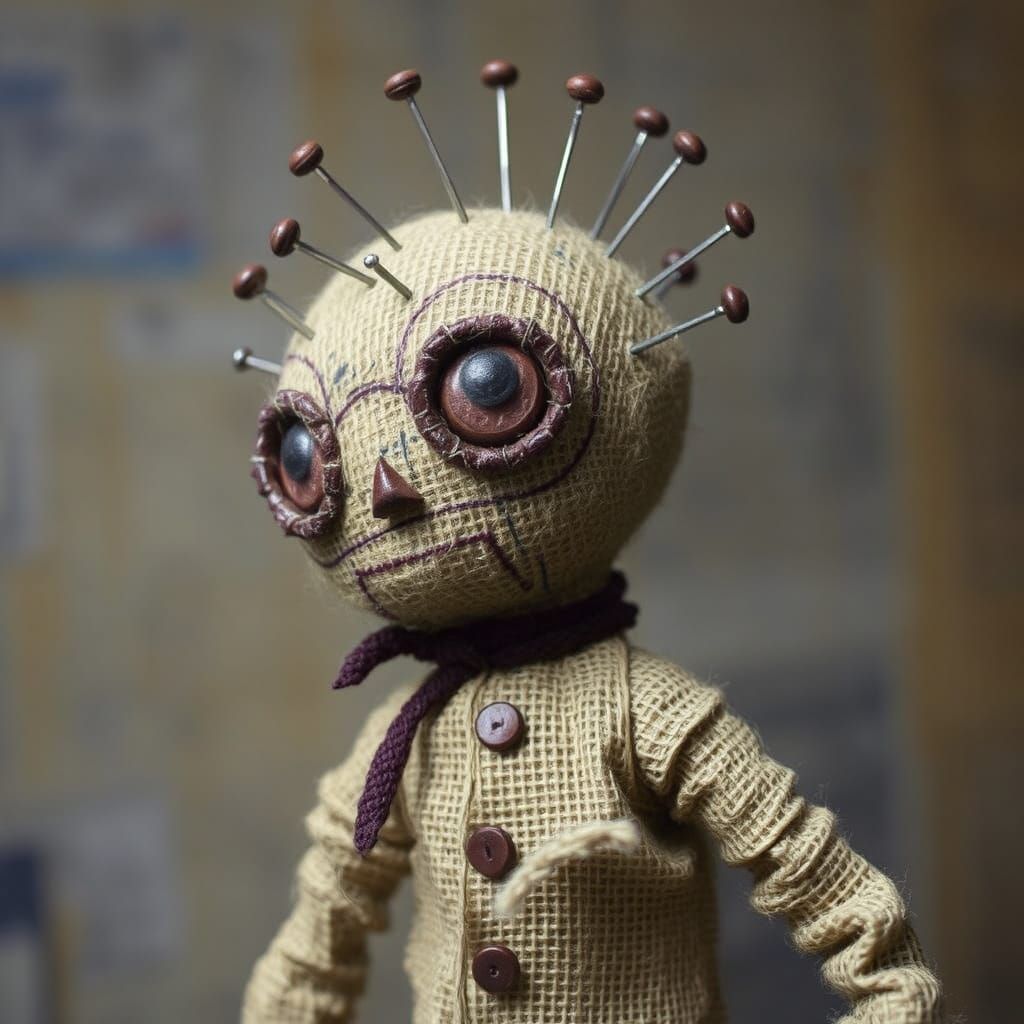 Burlap Voodoo Doll with Pins