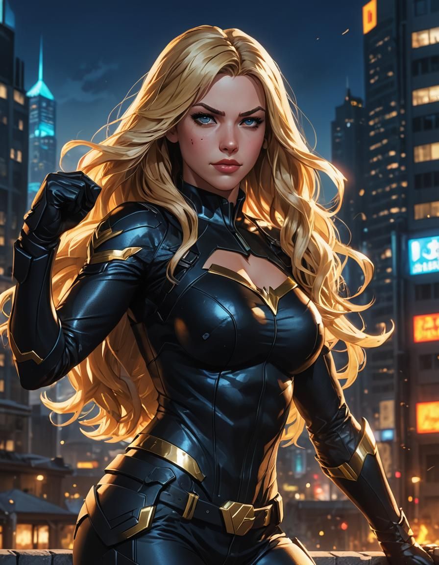 Black Canary Heroic Portrait in Anime Style