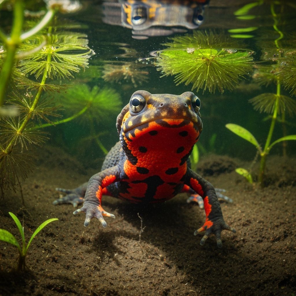 Fire Bellied Newt Portrait in Matte Oil Painting Style