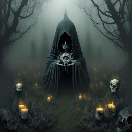 Ethereal Dark Fantasy Figure in a Gothic Forest