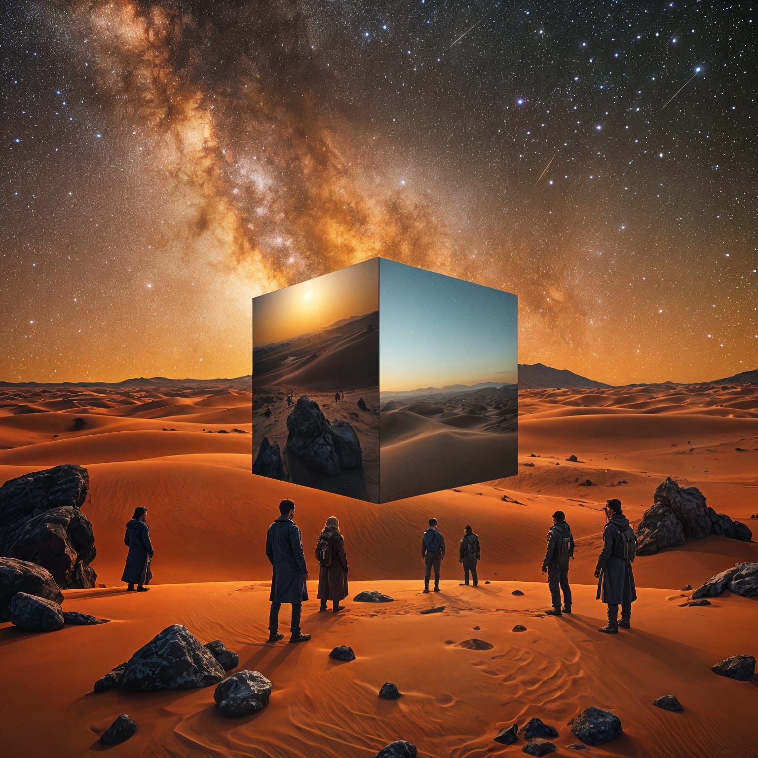 Stunning Desert Night Sky with Glowing Mercury-Mirror