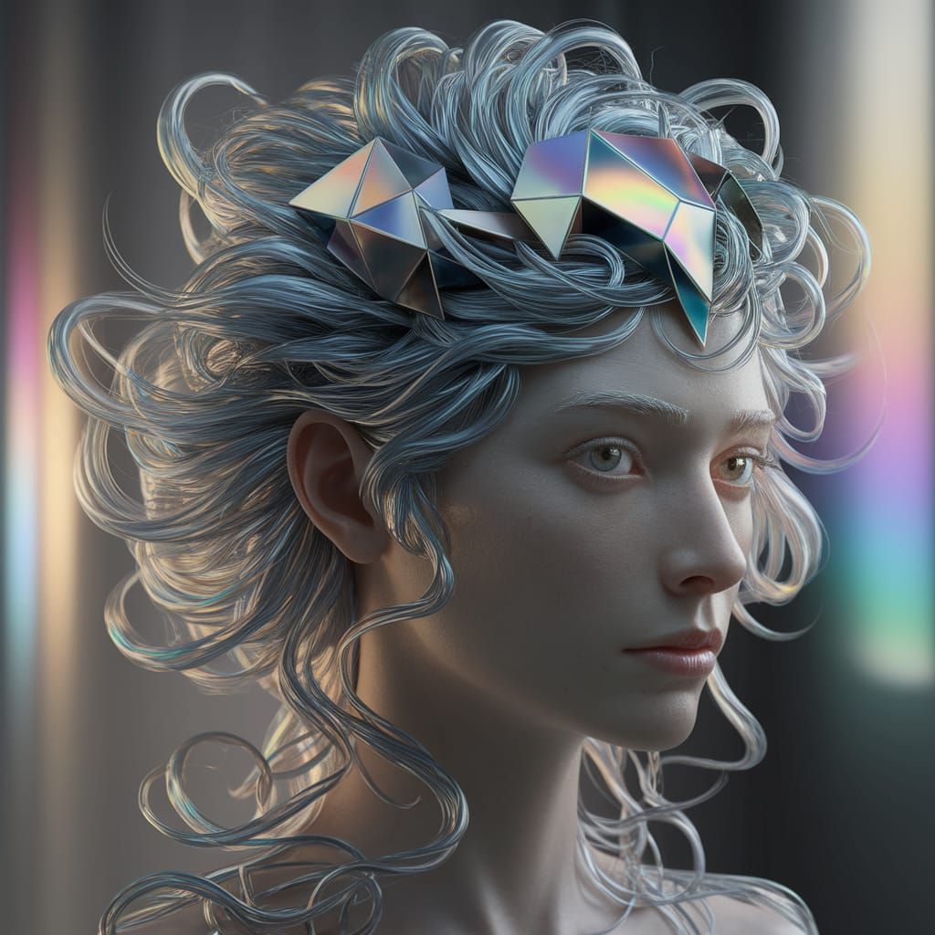 Surreal Hair Sculpture in Iridescent Highlights