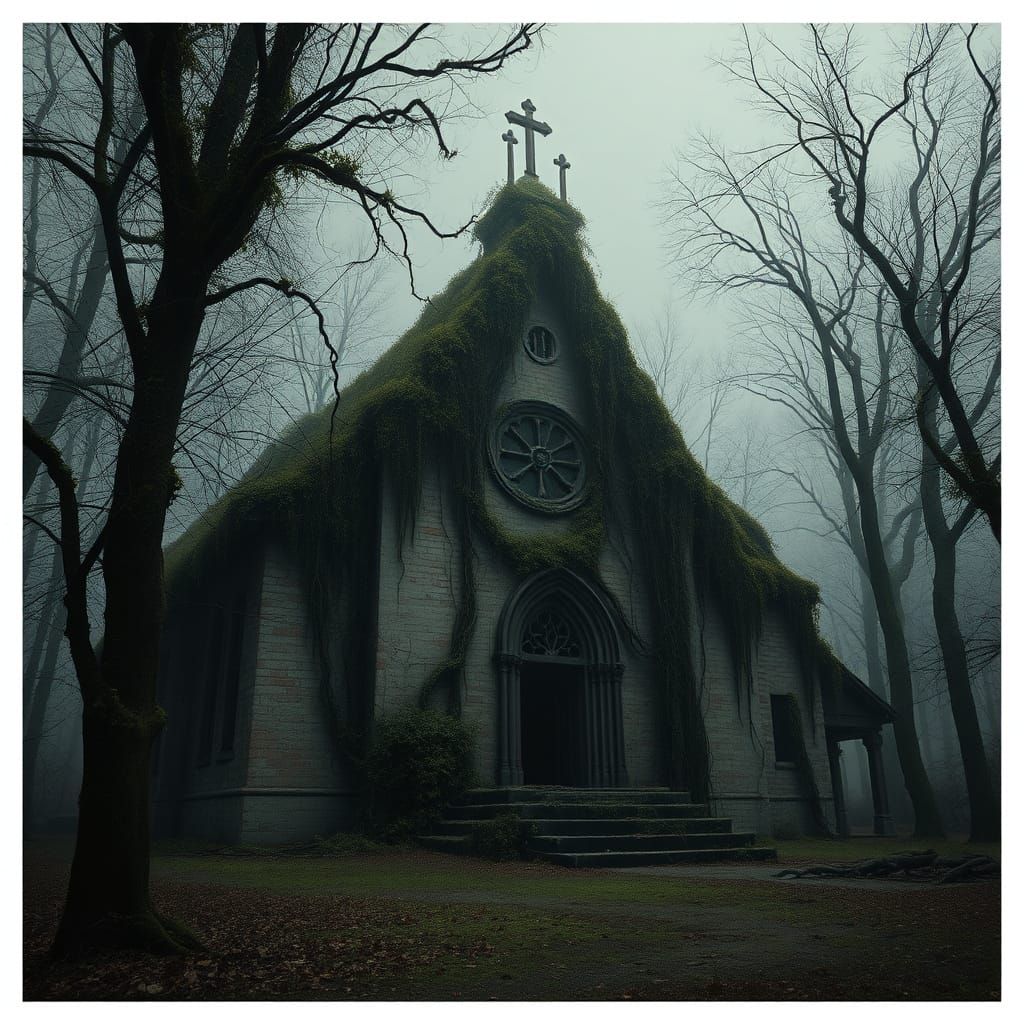 Crumbling Church in Dark Surrealism