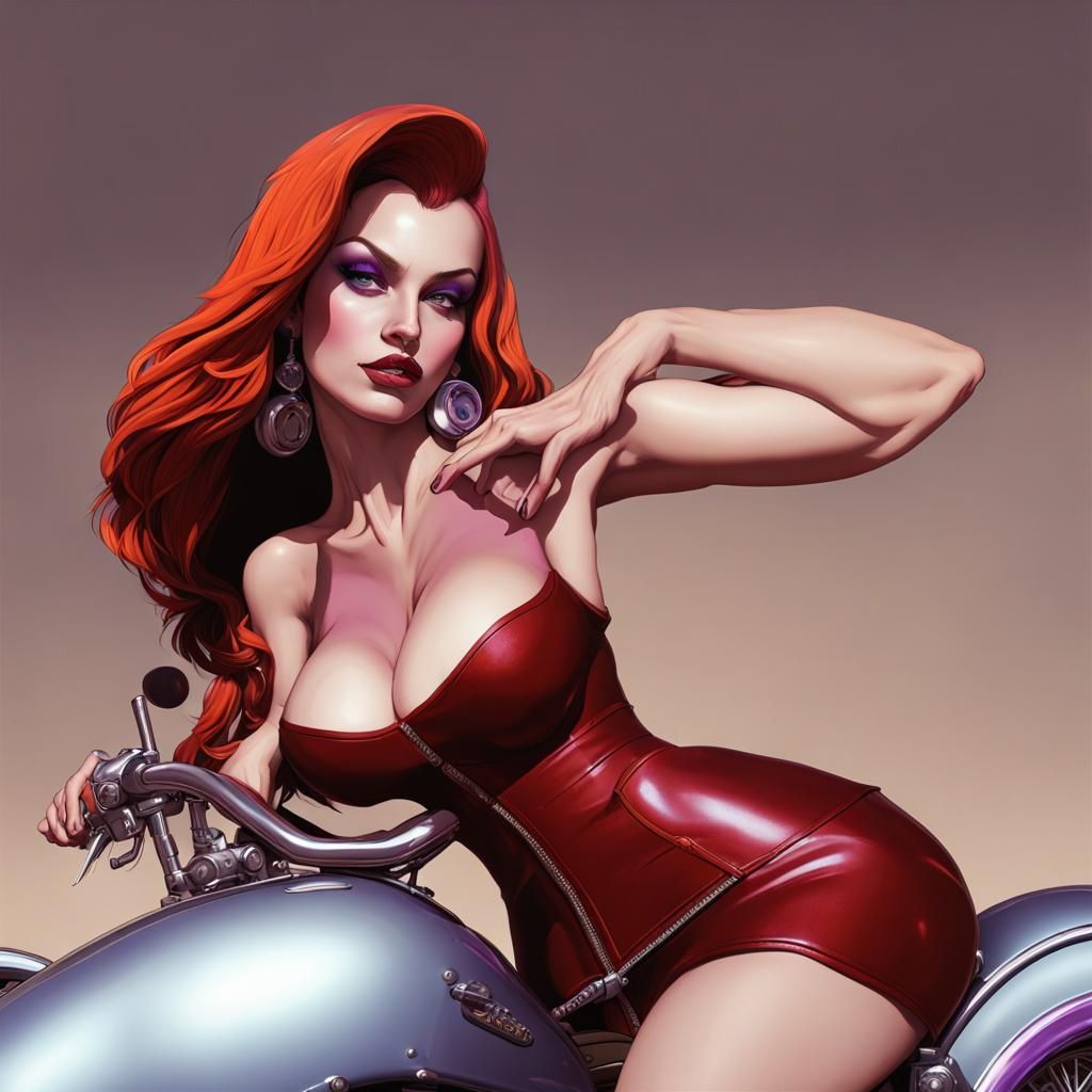 Jessica Rabbit on Harley, Dark Fantasy Art