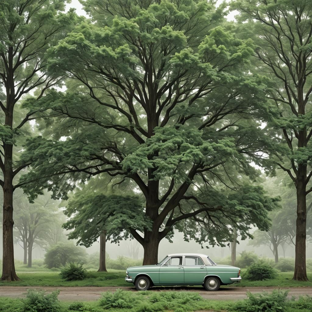 Car with Tree Generated by AI