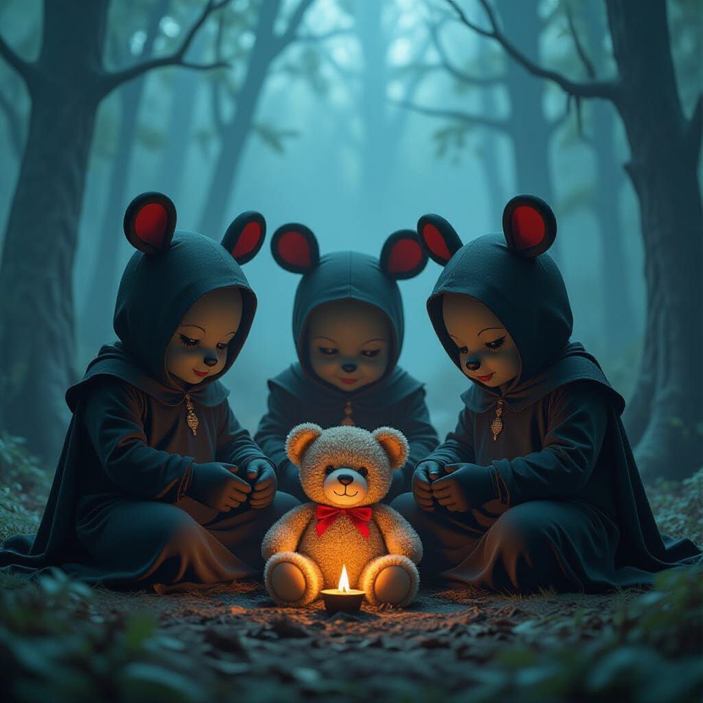 Dark Teletubbies Sacrifice in Mystical Forest