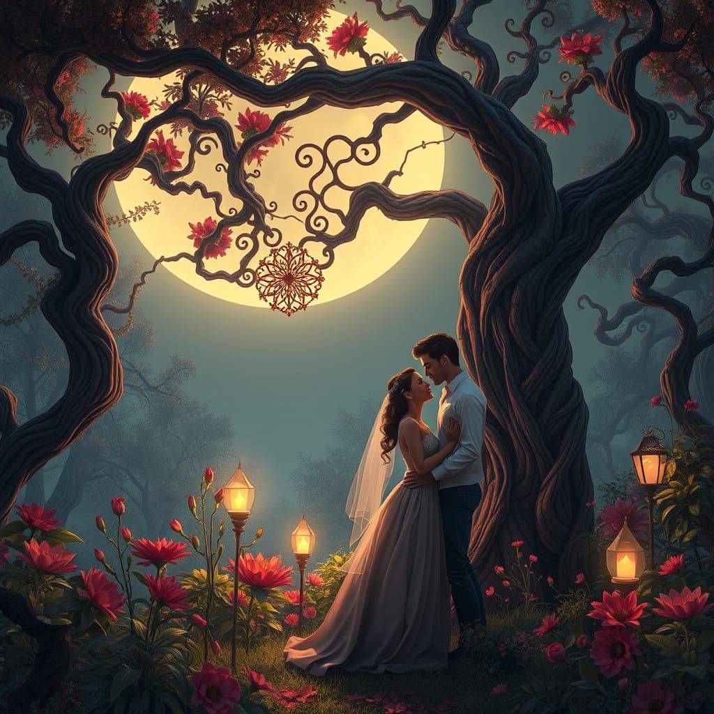 Romantic Whimsy in a Moonlit Garden