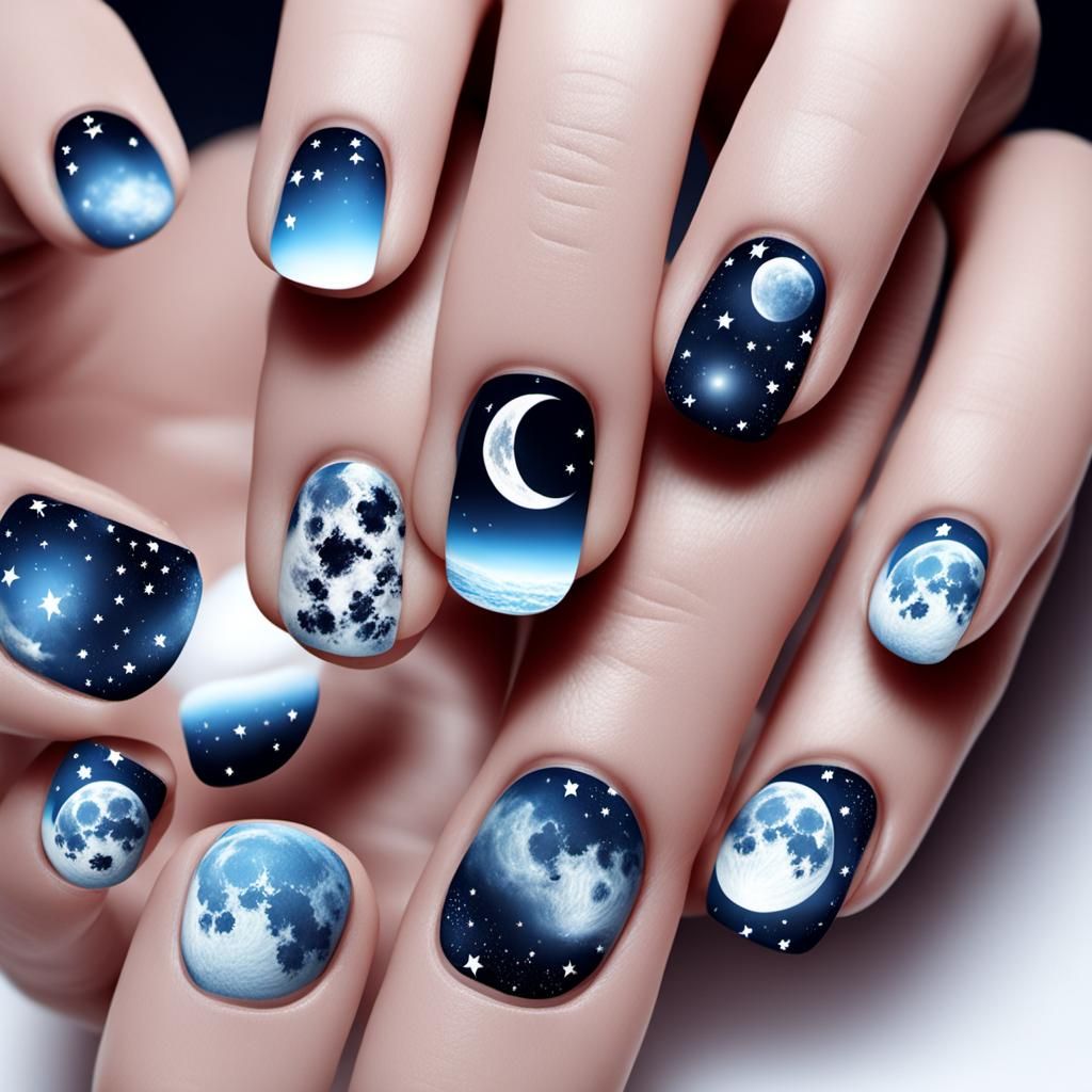 Cute Moon Nail Art Design