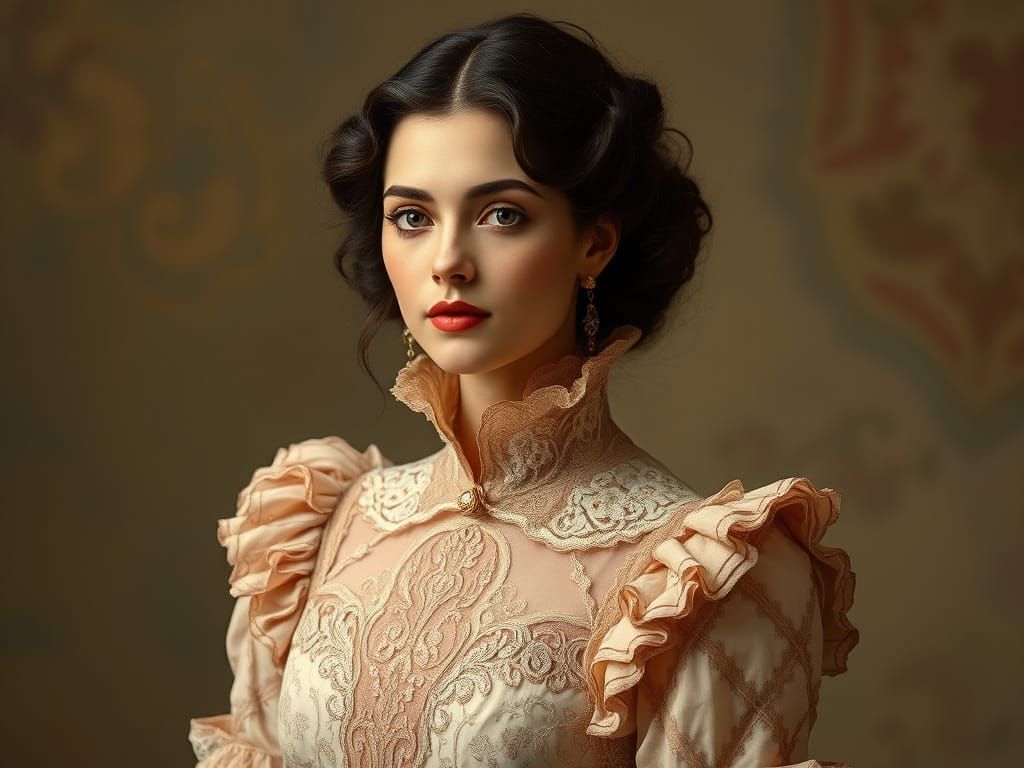 Elegant French Couture Portrait in Golden Light