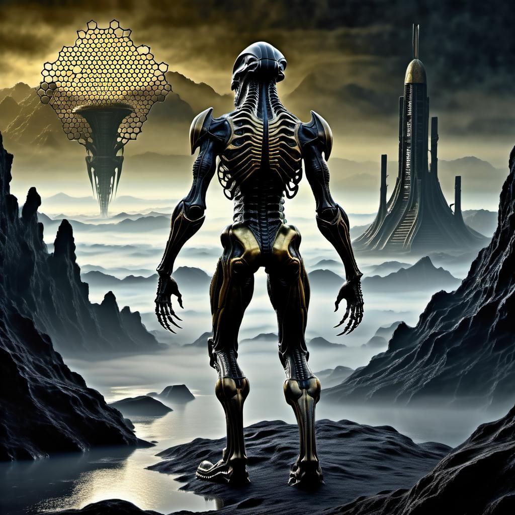 Colossal Honeycomb Xenomorph on Distant Planet